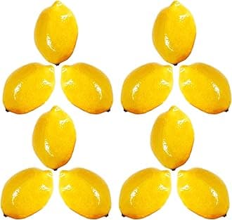 Set of 12 Decorative Life Size Faux Lemons - Great for Decorating your Home, Creating a Store Display, and Photo Props - Realistically Colored and Sized Fruit - Measures: 3inx2in (Lemons)