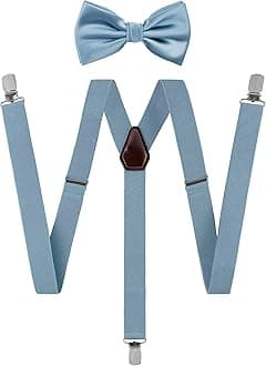 Tie G U StyleTIE G Solid Color Men's Braces + Woven Bow Tie Set for Wedding : Vivid Color, Adjustable Suspender, Strong Clip, Elastic Band