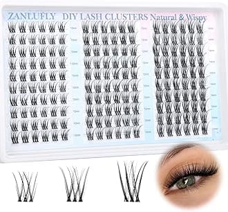 Lash Clusters Wispy Eyelash Clusters Natural C-Curly Cluster Lashes zanlufly Wispy Individual Lashes 180Pcs Eyelash Extension 10 12 14MM DIY Lash Extension