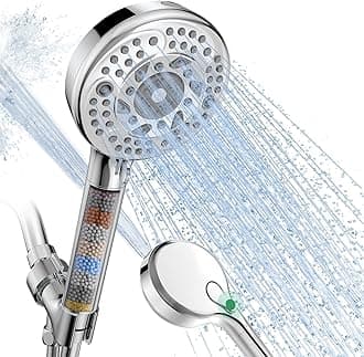 SunCleanse Filtered Shower Head with Handheld, 9-Spray Setting Detachable Showerhead with Filters, Shower Head for Hard Water - Filtered Chlorine, Improve Skin and Hair Texture, Chrome