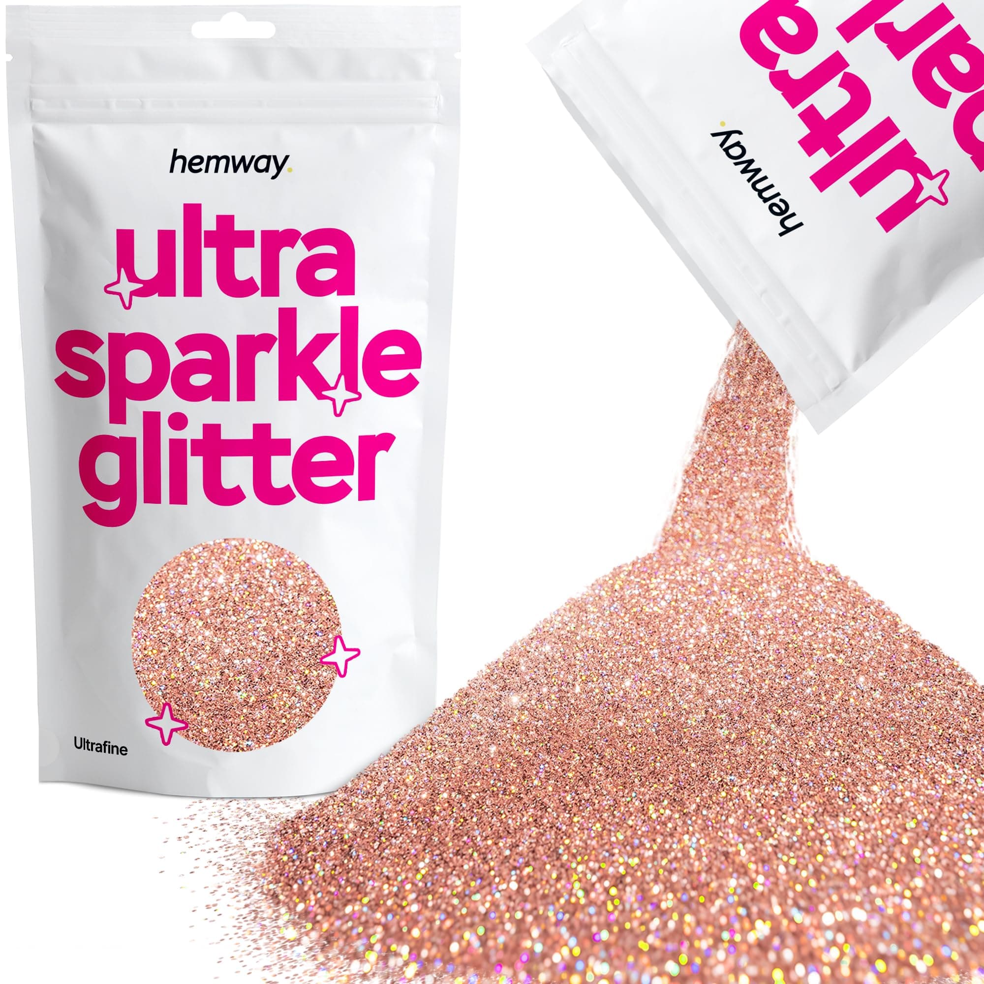 Premium Multi Purpose Glitter Dust Powder 100g / 3.5oz Arts & Crafts Wine Glass Decoration Weddings Cards Flowers Cosmetic Face Eye Body Nails Skin Hair (Rose Gold Holographic)