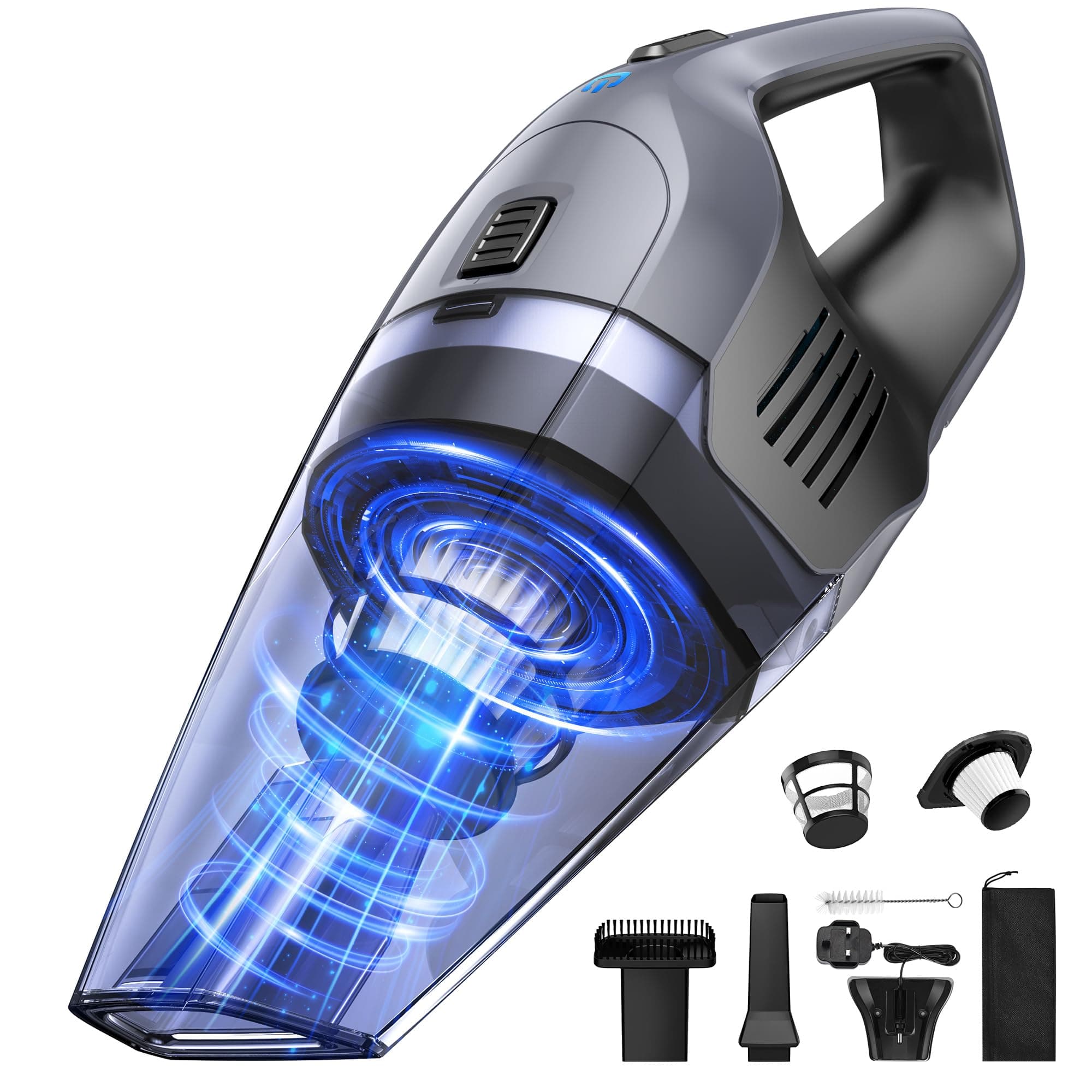 Handheld Vacuum Cleaner, Powerful Suction Portable Lightweight Hand Held Vacum Cordless with 25-30Mins Long Runtime Rechargeable Battery Quick Charge for Home Car Carpet Stairs Pet Hair Cleaning