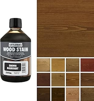 Littlefair's Wood Stain Water Based - 16.9oz/500ml - Indoor Furniture Stain Light & Dark Finishes - Special Non Toxic & Eco Friendly Formula - Wood Stain for Crafts - Color: Brown Mahogany