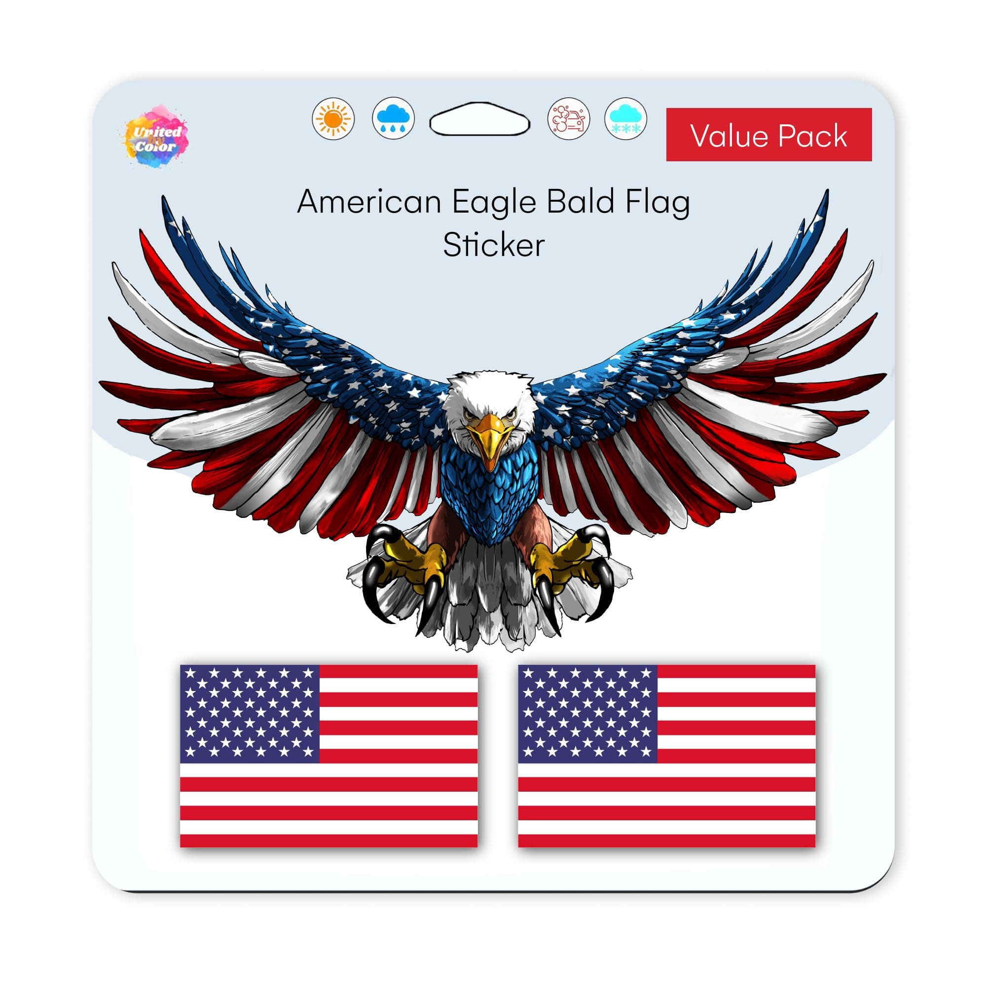 American Flag Sticker 8x4 - Strong Adhesive Waterproof Bald Eagle Sticker - Does not Fade, Used for Truck, Hard hat, Helmet, Laptop, RV, Water Bottle, Boat (Pack of 1)