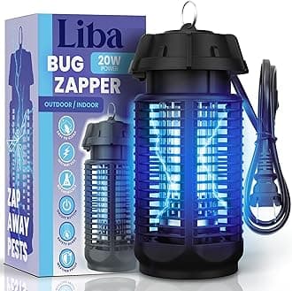 LiBa Electric Bug Zapper, Outdoor & Indoor Insect Killer with Switch – 4000V Powerful Grid, 20W Extra Brightness IPX4 Waterproof Mosquito Repellent Outdoor, Fly Traps for Backyard Patio