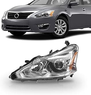 PartsFlow Halogen Headlight Chrome Housing Clear Lens Headlamp Left Driver Side Without Bulb For 2013 2014 2015 Nissan Altima