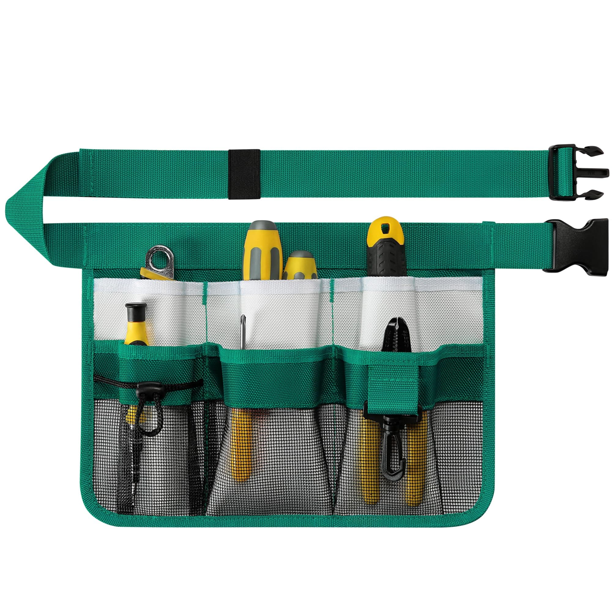 Garden Apron for Women, Adjustable Tool Belt with 8 Pockets - Heavy Duty Oxford Work Belt for Gardening, Construction (Green)