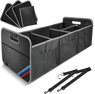 XL Car Trunk Organizer, 4 Compartments, 94L Capacity, Oxford Polyester 600D Material, Easy Fold and Store, Prevents Sliding