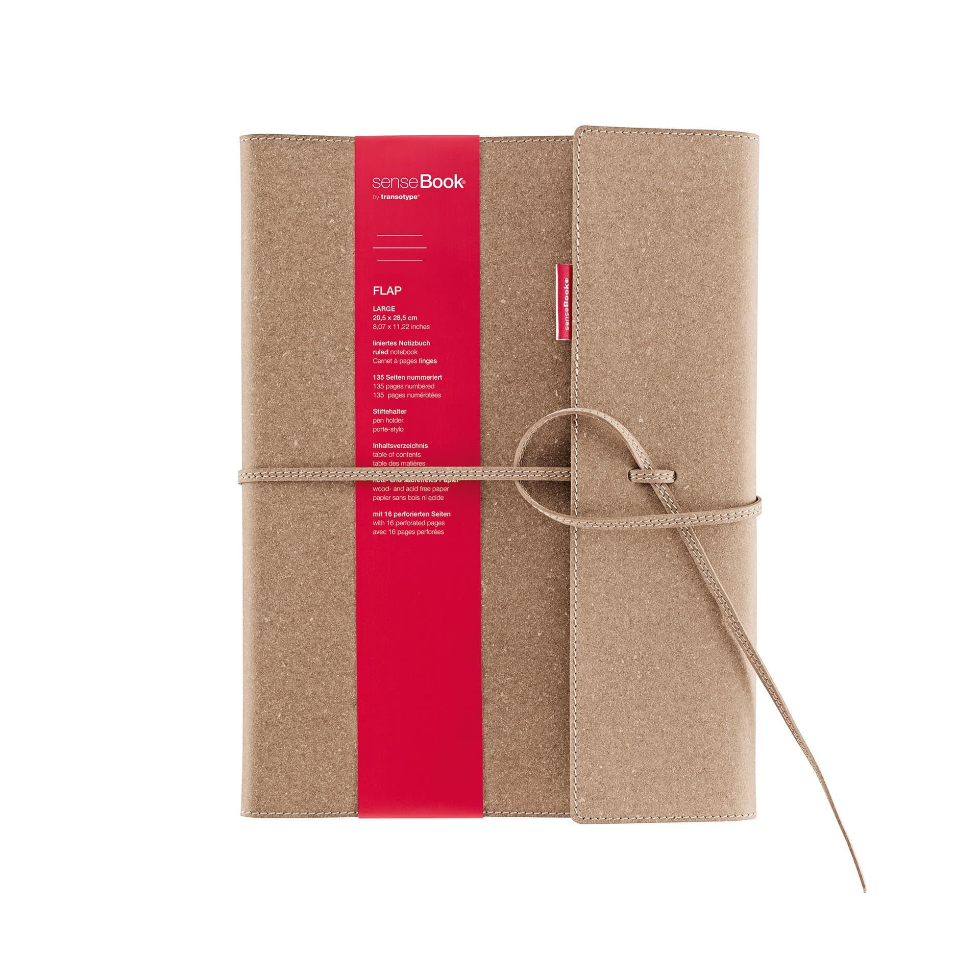 Transotype senseBook Large Leather Flap Ruled Notebook