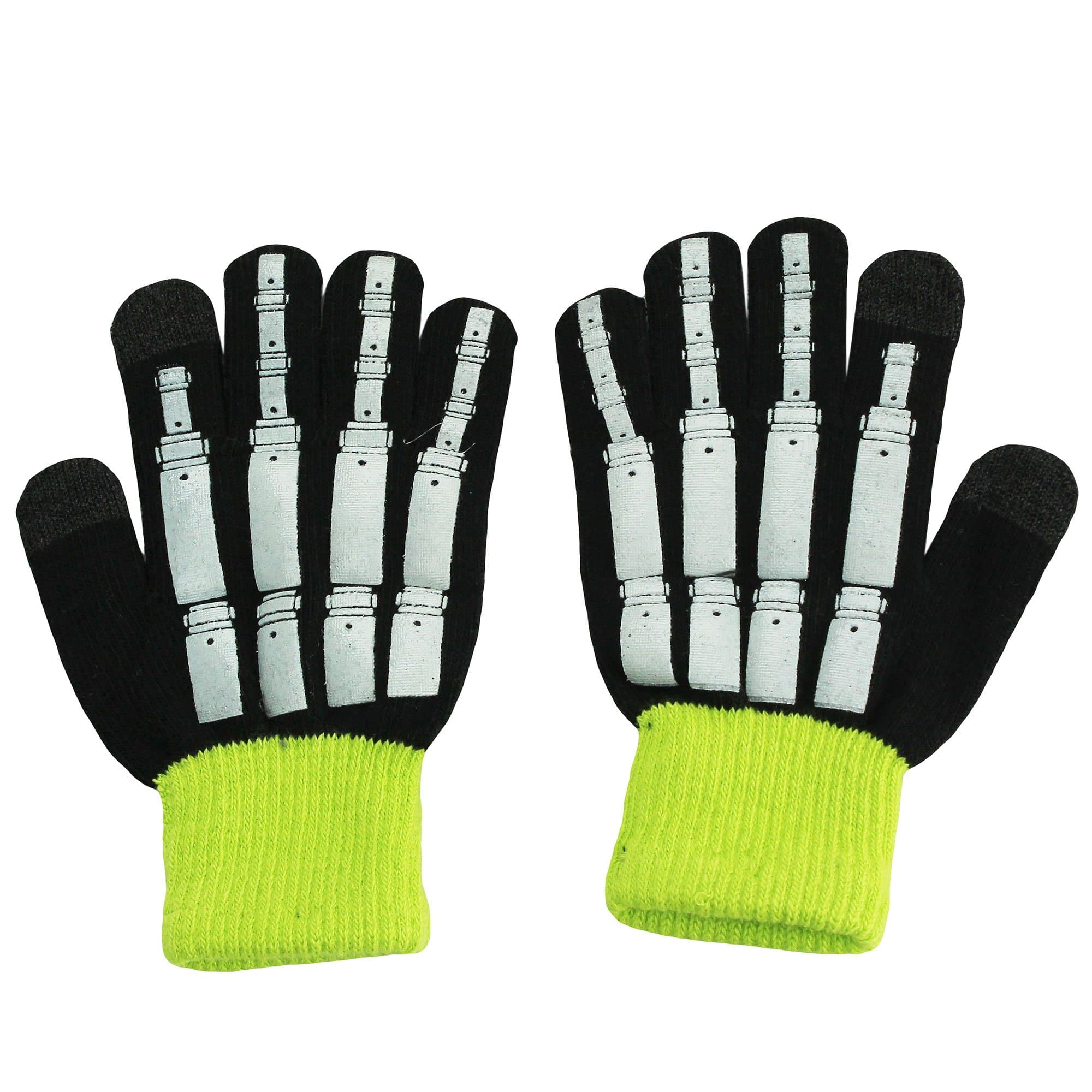 Nolan Boys Magic Stretch Black Winter Gloves Foiled Robot Skeleton 4-16