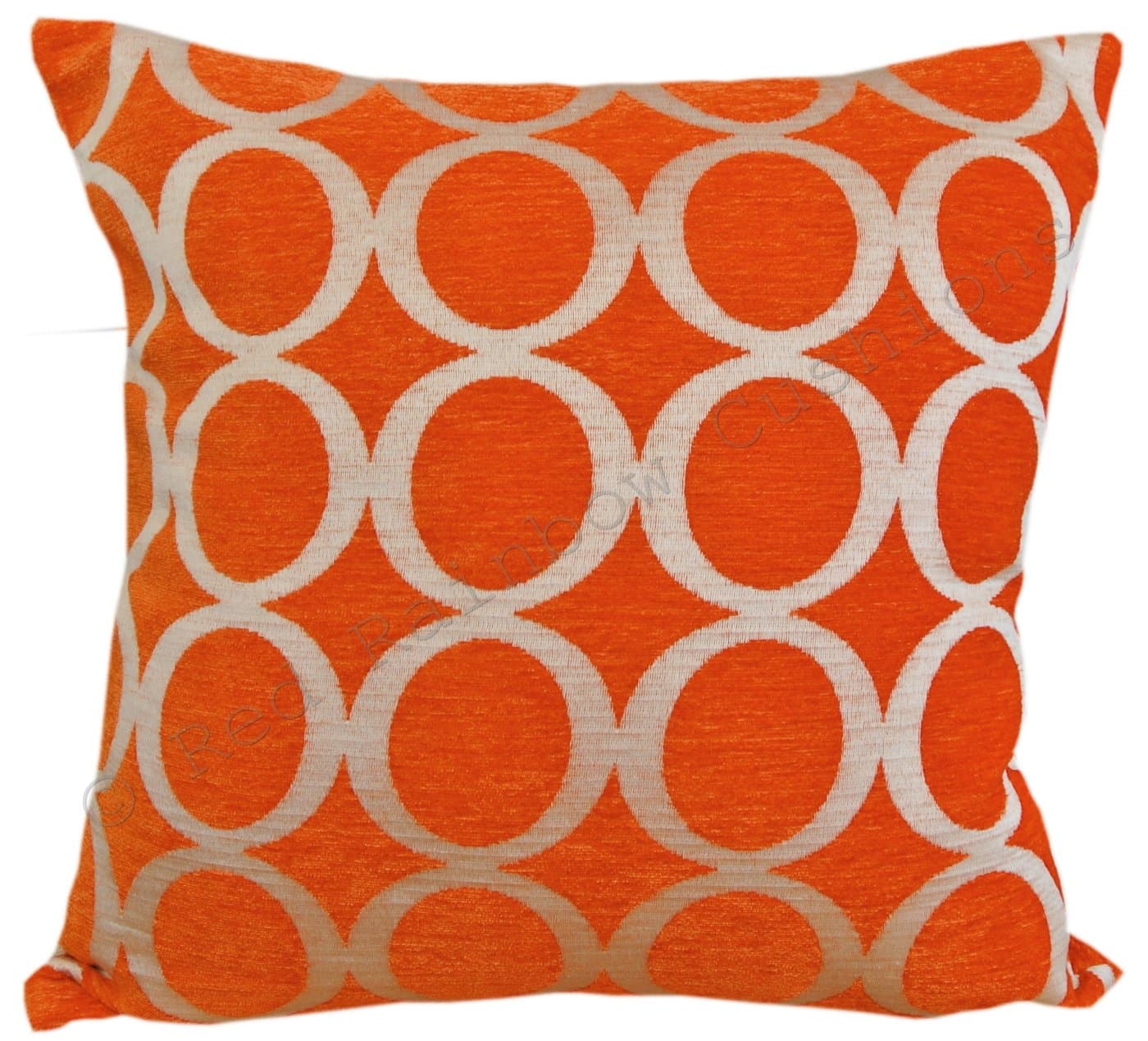 Red Rainbow Orange & Cream 18" Luxury Soft Chenille Cushion Cover