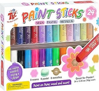 24 Colors Mixed pack, Washable Paint, Non-toxic, Tempera Paint Sticks for Kids and Students
