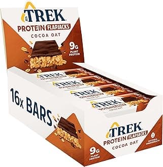 Trek High Protein Flapjack Cocoa Oat, 50 g - Gluten Free Bars – Healthy Snack Bars – Plant Based Protein - Vegan Bars (Pack of 16 Bars) | L0572375-P107199021-M107199013