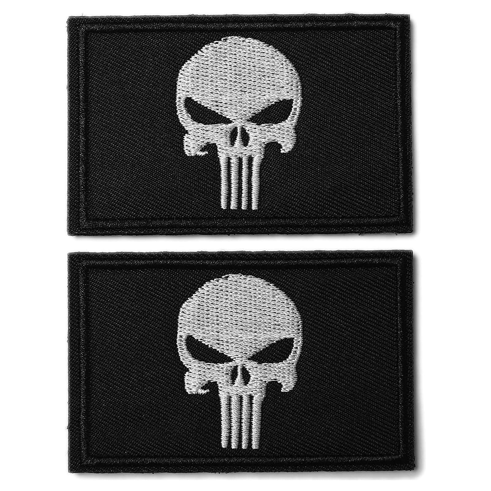 2 Pieces Skull Punisher Patches Dead Skull Patch Tactical Embroidered Patchs Hook and Loop Applique for Military Uniform Tactical Bag Jacket Jeans Hat