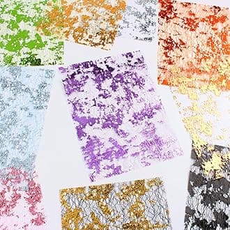 A5 Size Colorful Foil Textured Fabric Art Paper Scrapbooking Decorative, 10 Sheets Sparkle Metallic Lace Mesh for Crafts, Junk Journaling Supplies, Card Making, Collage