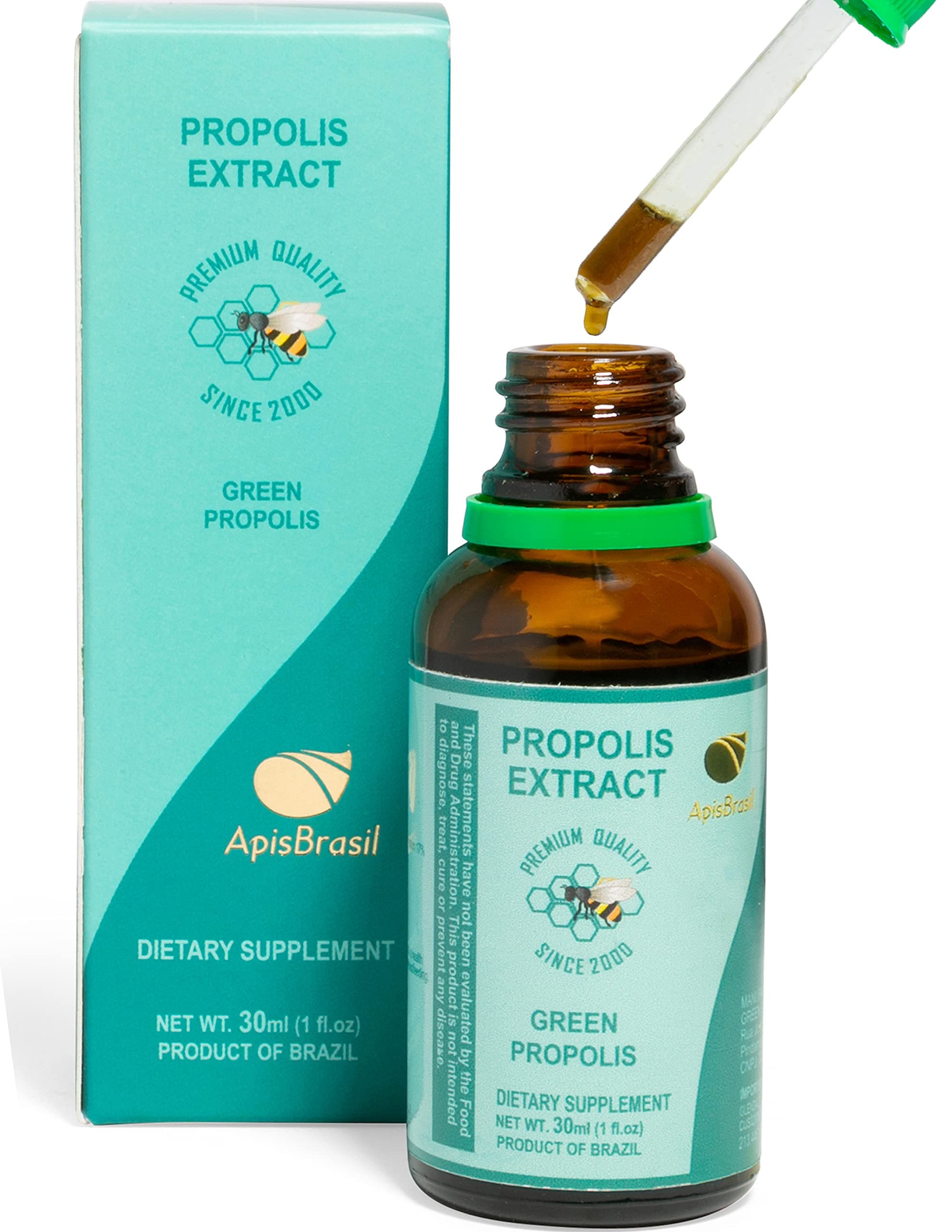 Brazilian Green Bee Propolis Liquid Extract (30ml) - Natural Immune Support - Antioxidant - Pack of 1