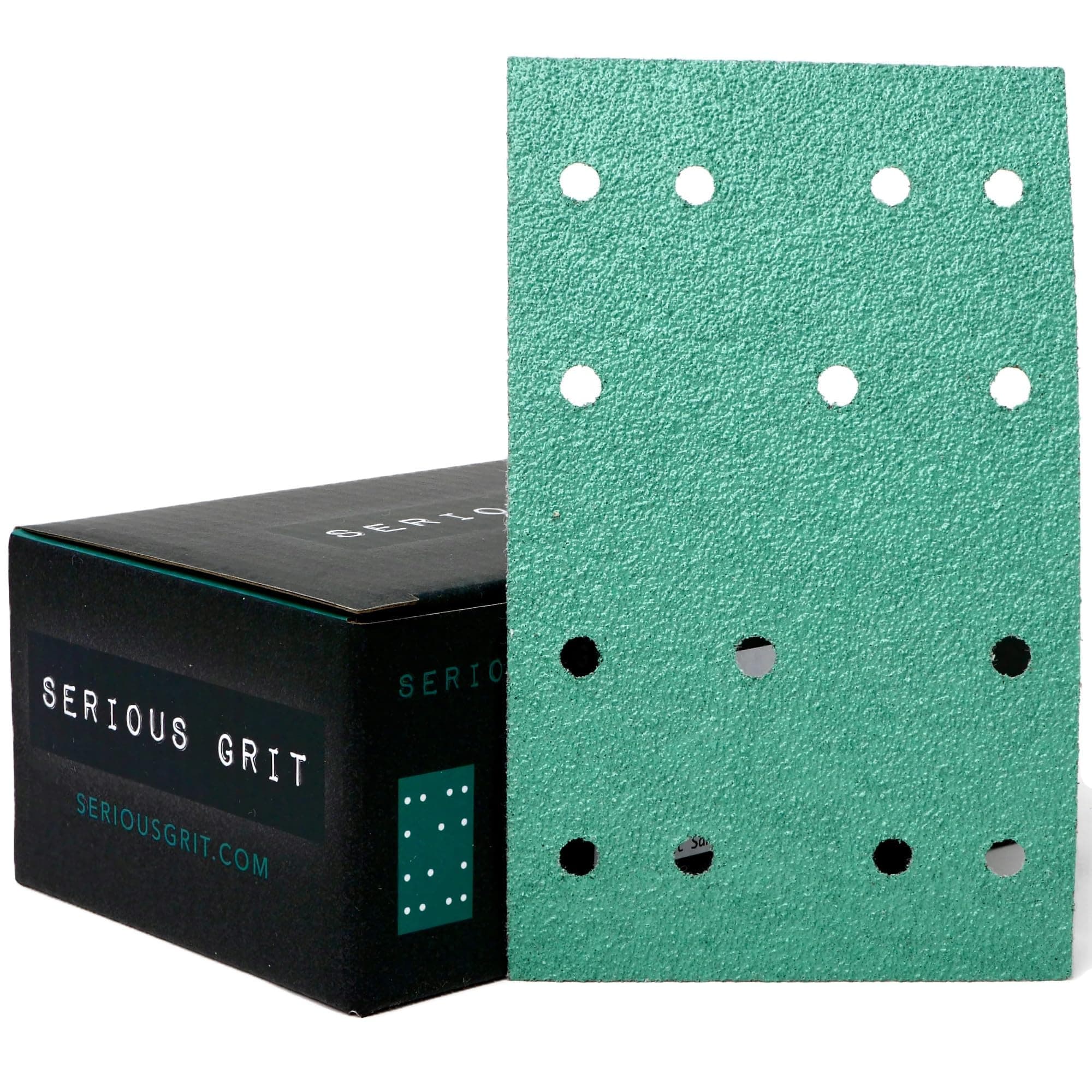 3" x 5" (80mm x 133mm) 14-Hole 60 Grit Sanding Sheets - Fits Festool RTS 400 & Mirka Deos 353 - Heavy-Duty Hook & Loop Film Abrasives - Sandpaper for Sheet Sanders - 25 Pack Box