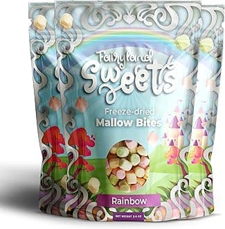 Fairyland Sweets Freeze Dried Candy Mallow Bites Rainbow – Fun, Crunchy Freeze Dried Marshmallows mini assorted strawberry, lemon, orange and lime flavors – 2.0 oz - Resealable Bag(Pack of 03)