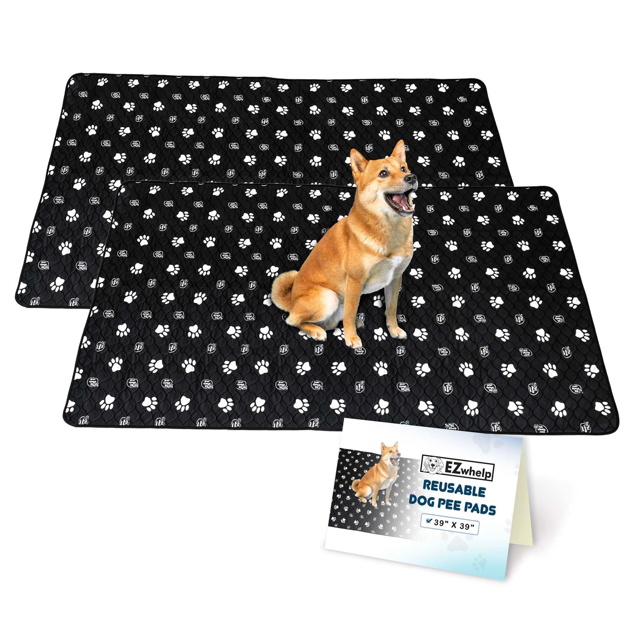 EZwhelp Reusable Dog Pee Pads for Dogs - Waterproof Potty Training Pee Pad - Washable Dog Training Pads w/ Rounded Corners Puppy Pad - Lightweight & Laminated Whelping Pad Dog Mat Pet Supplies (39x39)
