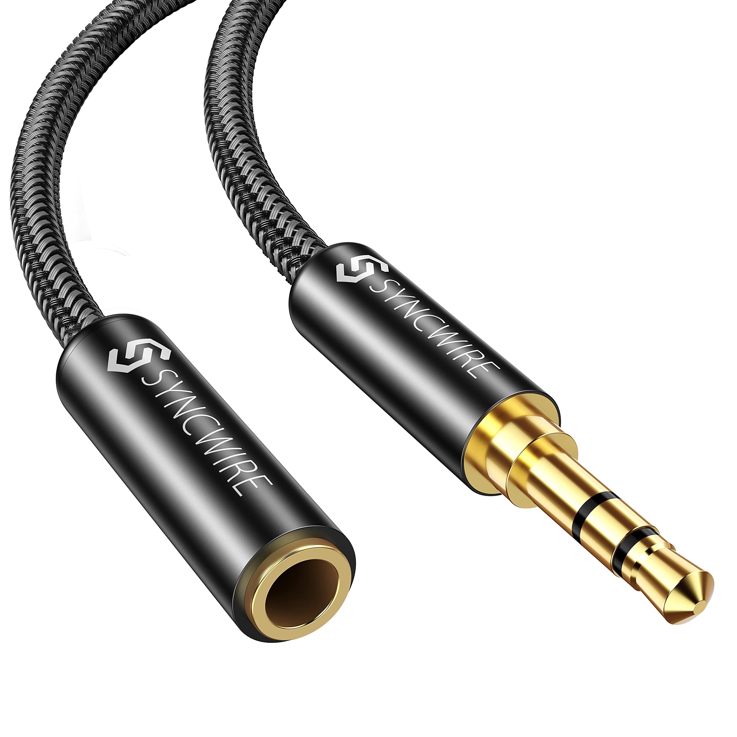 Syncwire Headphone Extension Cable - 10FT [Hi-Fi Sound][Gold Plated Jack][TRS]Nylon-Braided 3.5mm Male to Female Audio Cable Extension Cord Compatible with iPhone iPad Smartphone Tablets Media Players