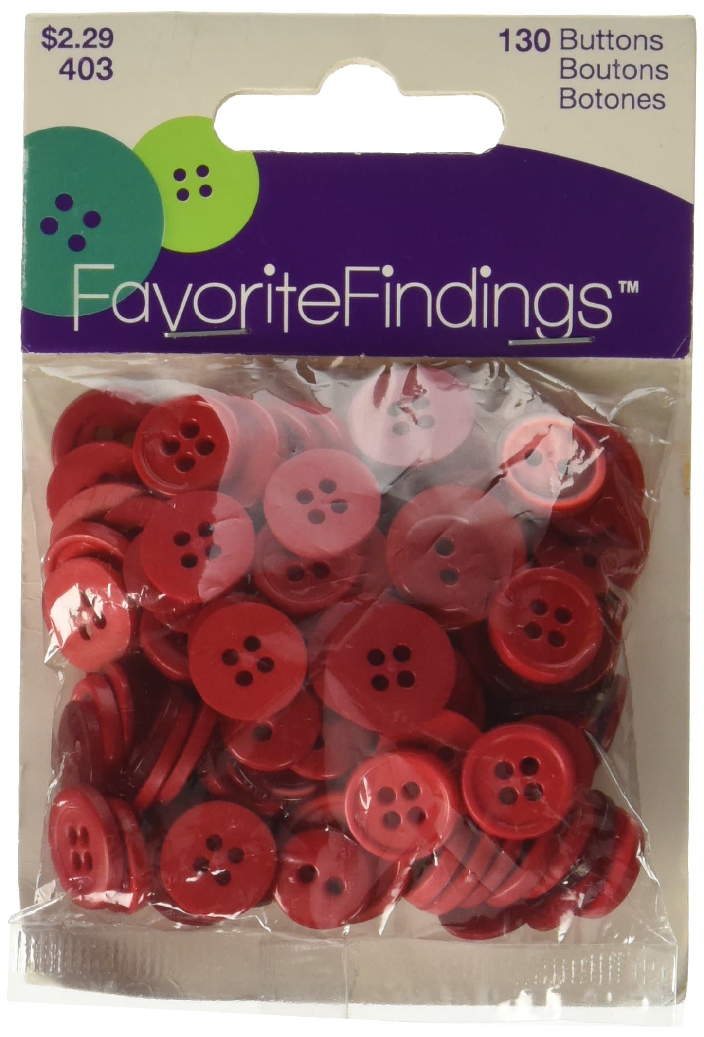 Favorite Findings Button 10-15 mm 40 g Mix, red Assortment, 10x6x1 cm