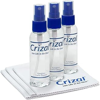 Lens Cleaner (2 oz) with 6 1/2" x 6 1/2" Microfiber Cloth - #1 Doctor Recommended Crizal Anti Reflective Lenses-3 Pack
