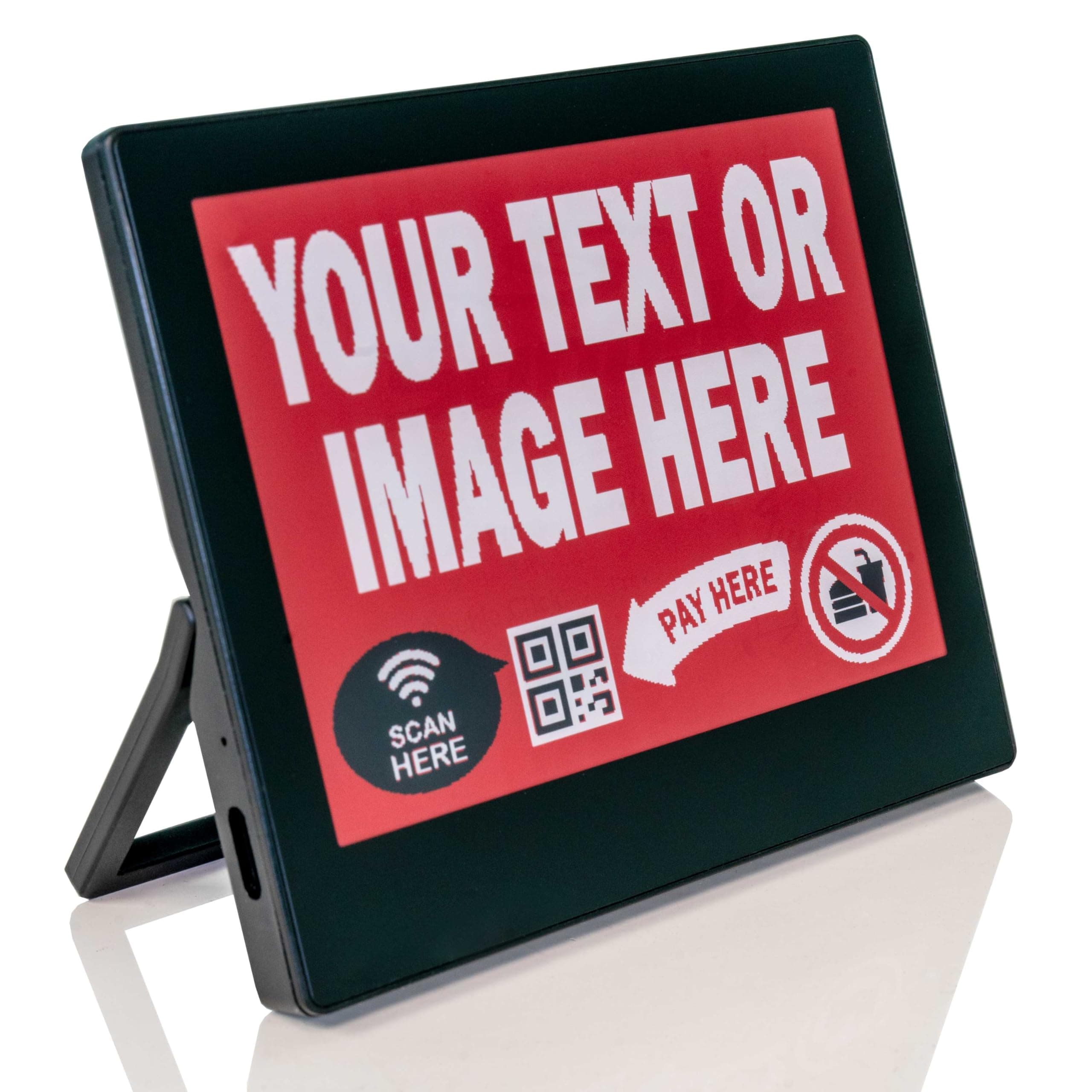 Santek EZ Sign 4.2" Small E-Paper Digital Signage | Tri-Color Display with USB Update via Windows App | Custom Message Board for Business, QR code sign (Black, Pack of 1)