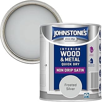 Johnstone's - Wood & Metal Paint - Satin Finish - Frosted Silver - 750ml - Water Based - Non Drip & Quick Drying - Radiator Paint - Low Odour - Dry in 1-2 Hours - 8m2 Coverage per Litre