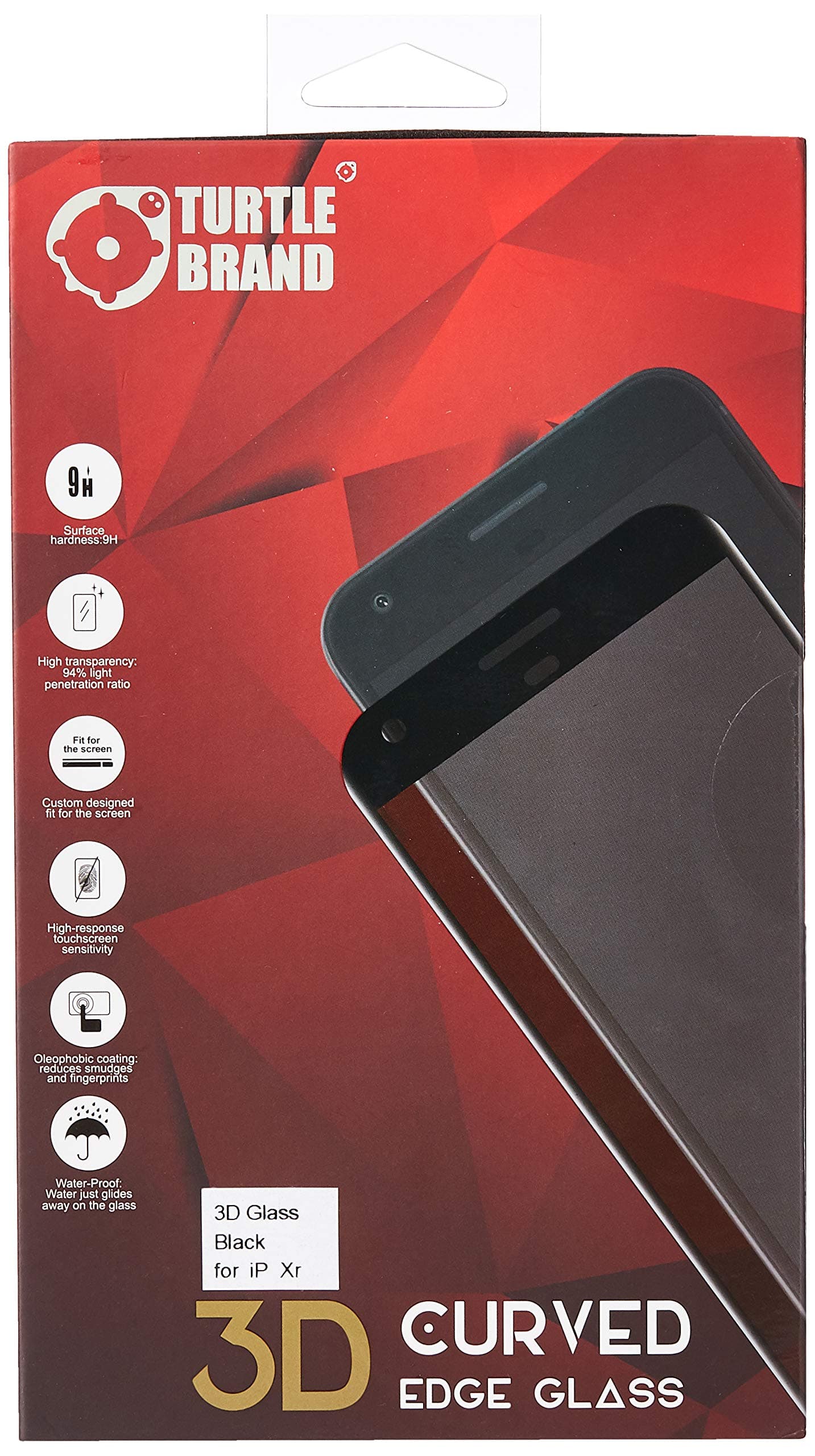 Turtle Brand TB-IPXR-BK Screen Guard for iPhone Xr - 3D Glass - Black