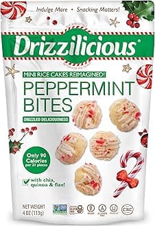 Mini Flavored Rice Cakes Peppermint - Rice Crisps, Healthy Snack for Adults and Kids, Vegan, Gluten Free Snack, Allergen Free, Only 90 Calories Per 21 Pieces - 4 oz (Pack of 2)