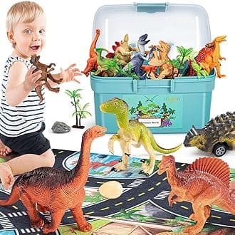 HahaGift 25 Pieces Dinosaur Toys for 3 4 5 6 Year Old Boys Gifts, Dino Games for Kids Age 3 4 5 6 7 Year Old Boy Toys, Dinosaur Figures Play Mat Set for Boys Toy Age 3-5 Gifts for 3-6 Year Old Girls