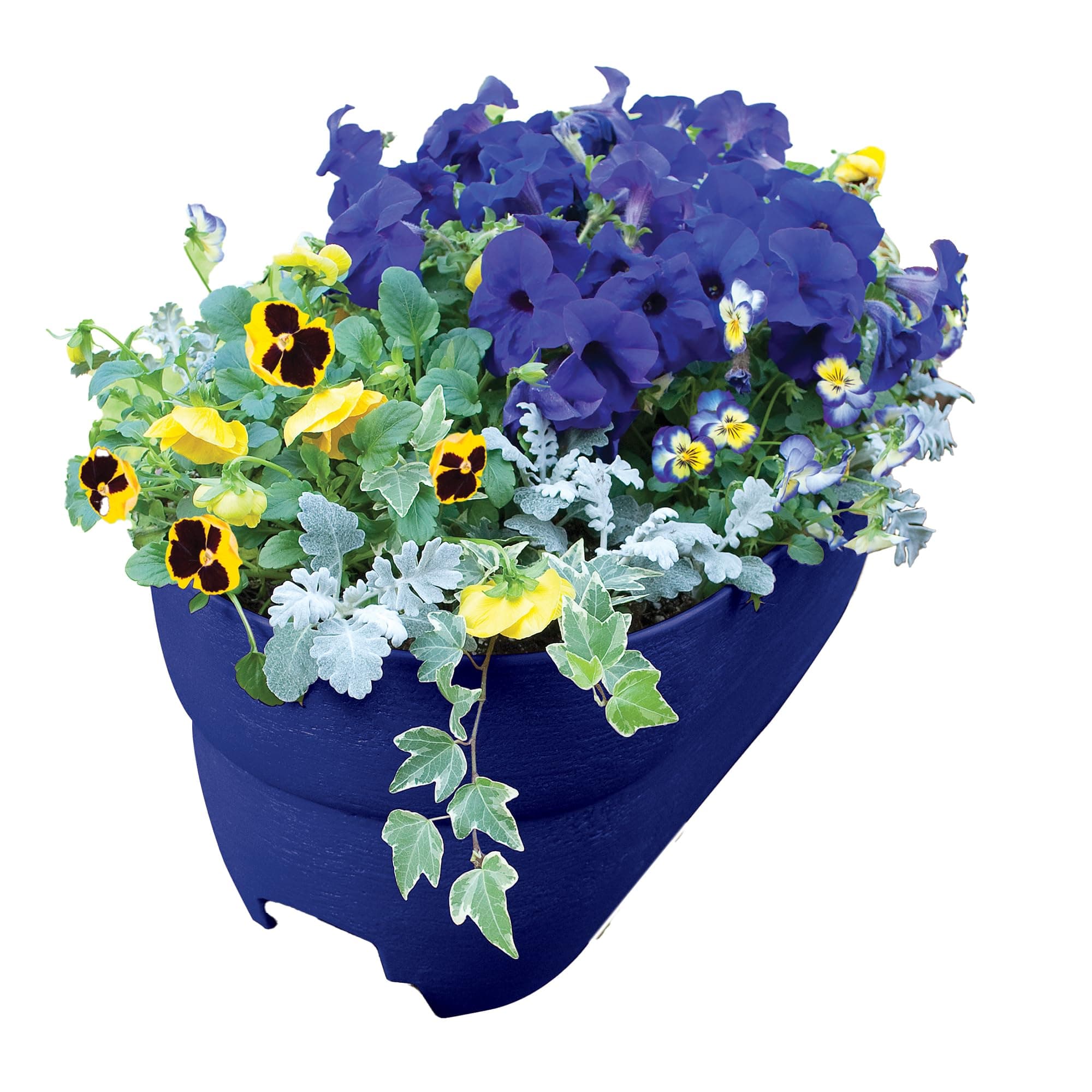Emsco Group Bloomers Railing Planter with Drainage Holes- 24” W- Cobalt Blue