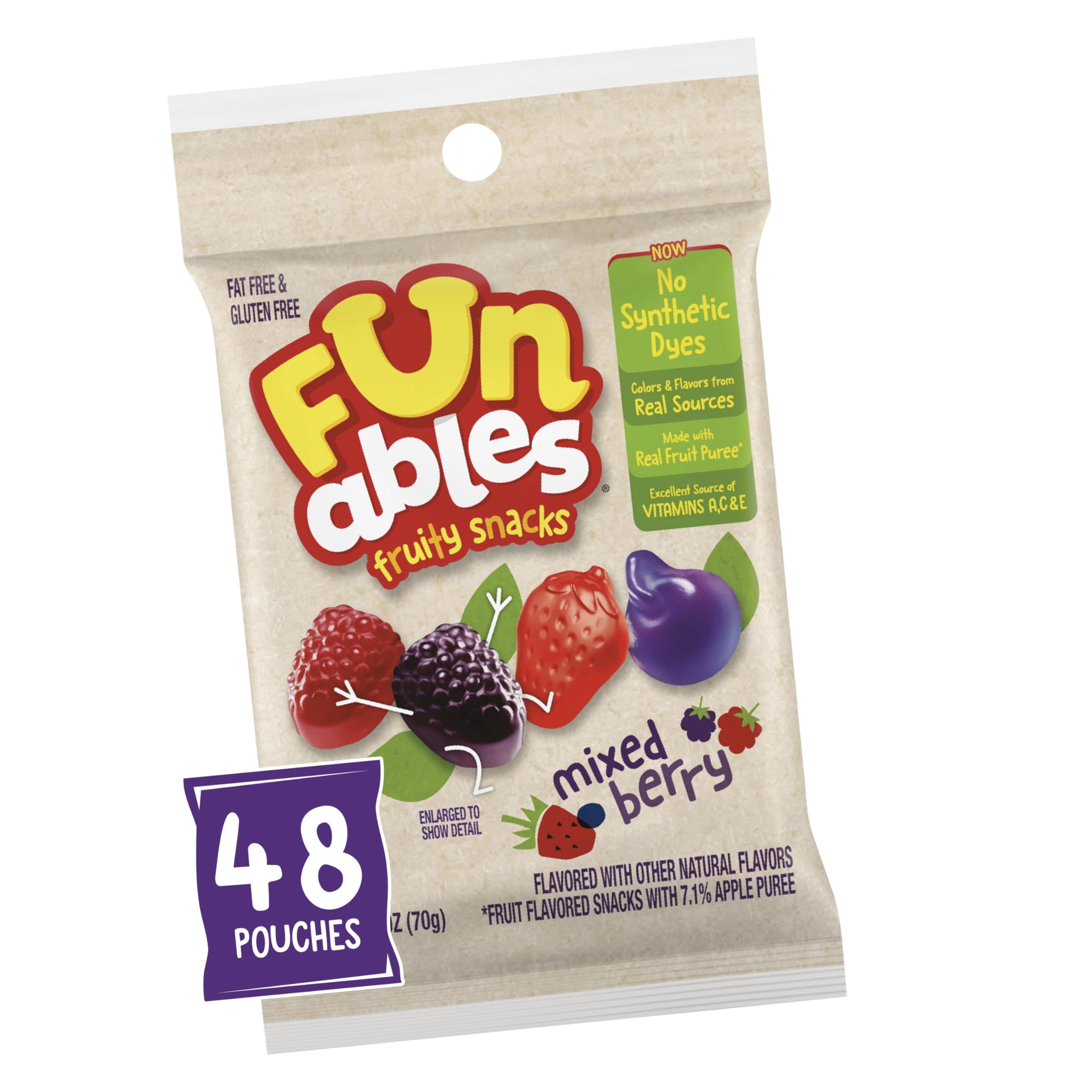 Fruit Snacks, Mixed Berry Snacks, 2.5 Ounce Pouches (Pack of 48)