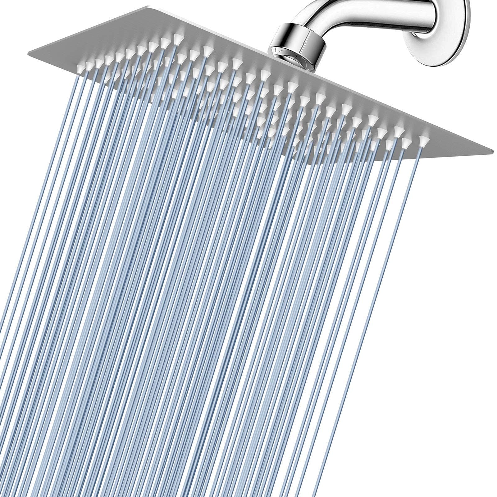 Voolan Rain Shower head, High Pressure Shower Head Made of 304 Stainless Steel, Relaxed Shower Experience Even at Low Water Flow and Pressure (8" Brushed Nickel)