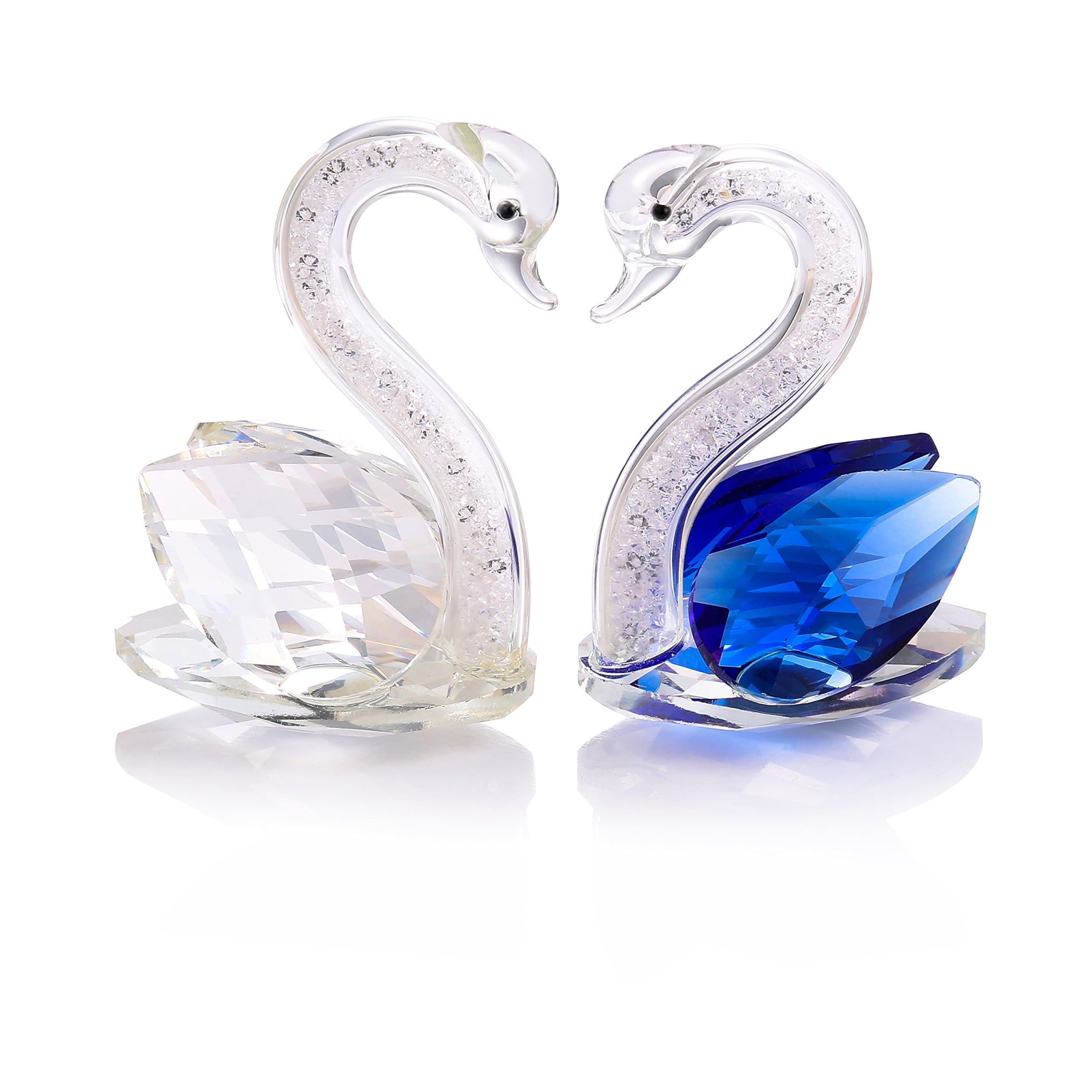 THREE FISH CRYSTAL Super Cute Crystal Figurines Crystal Statue,Collection Cut Glass Decorative Statue Animal Collection,Crystal Glass Paperweight.Couple Suit. (Crystal Swan)