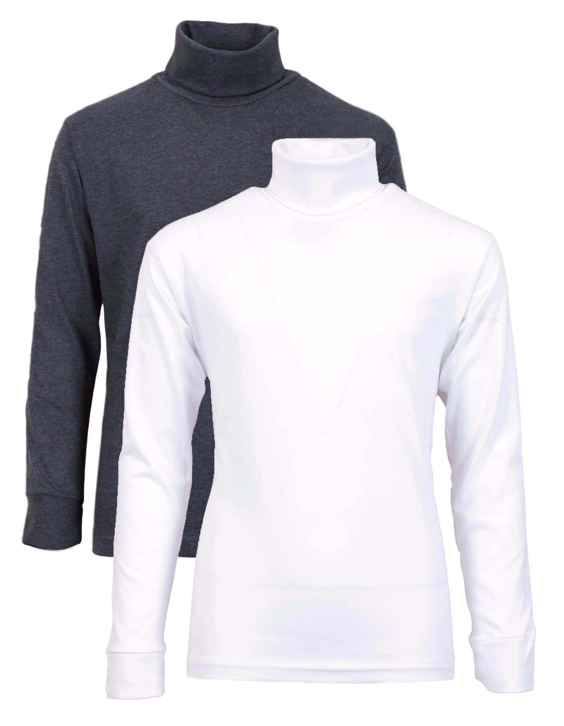 MAC HENRY Boy's 2-Pack Long Sleeve Turtlenecks-Heather Charcoal/White-4