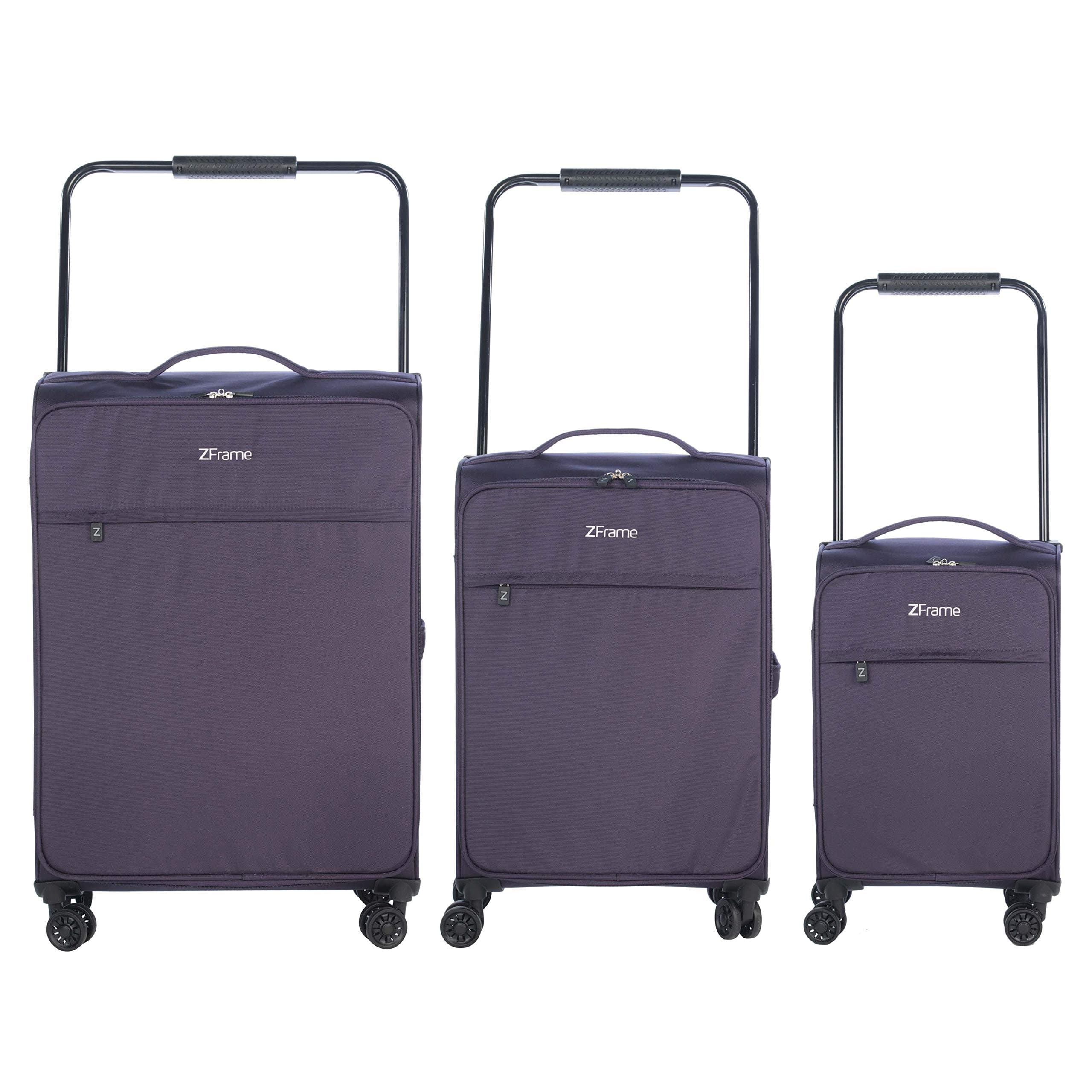 ZFrame 4 Double Wheel Super Lightweight Suitcase 3 Piece Set, 18", 22", 26", Purple, 10 Year Warranty