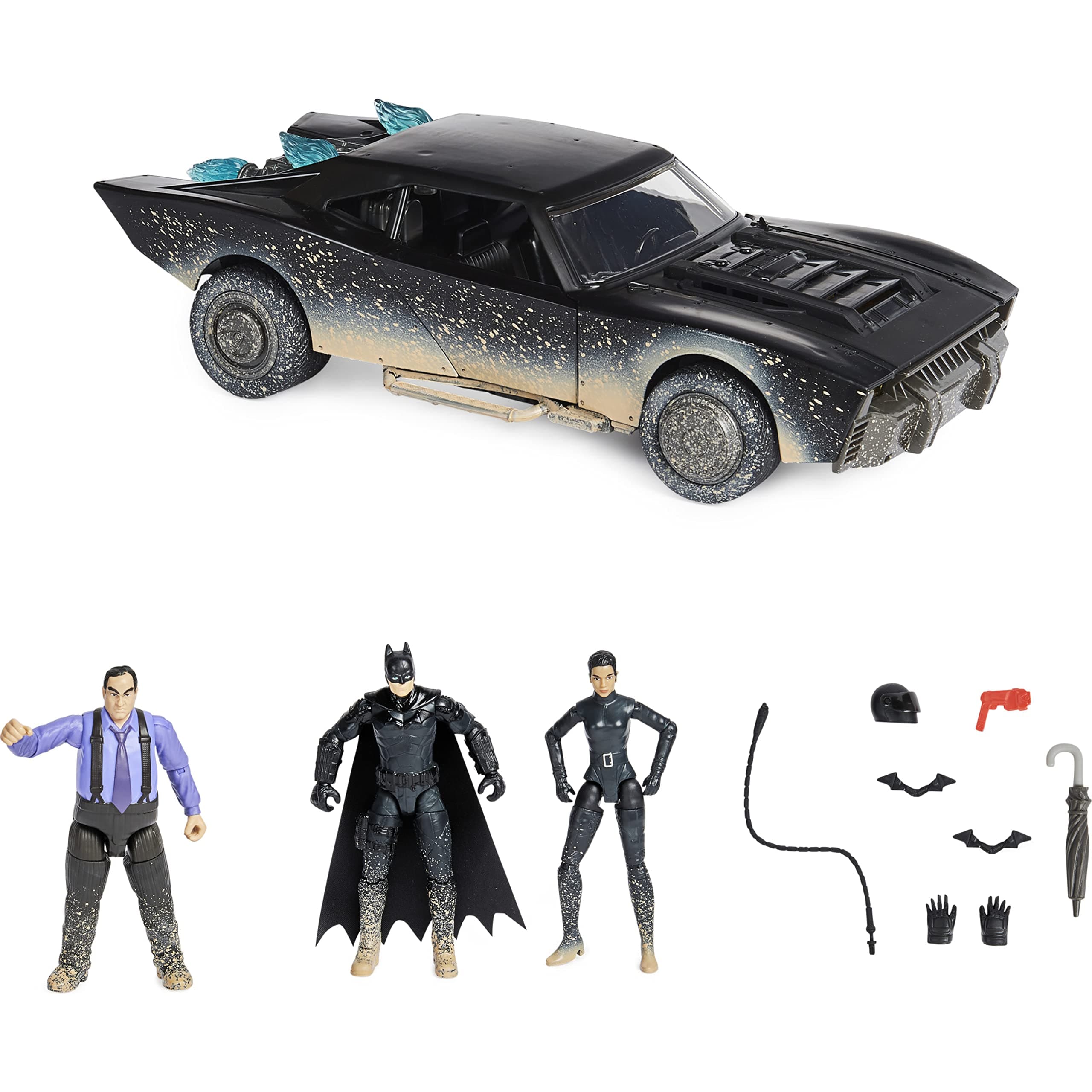 DC Comics Ultimate Batman Set w/ Exclusive 4' Batman, Selina Kyle, The Penguin Action Figures, Batmobile, Kids Toys, Age 4+