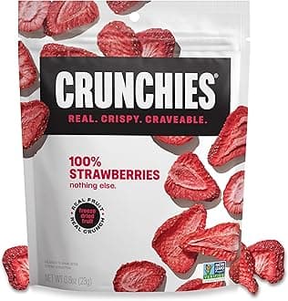 Freeze-Dried Fruits, 100% All Natural Crispy Fruit, Non GMO and Kosher, Resealable Freeze Dried Fruit Snack Packs, Pack of 6 (Strawberries)