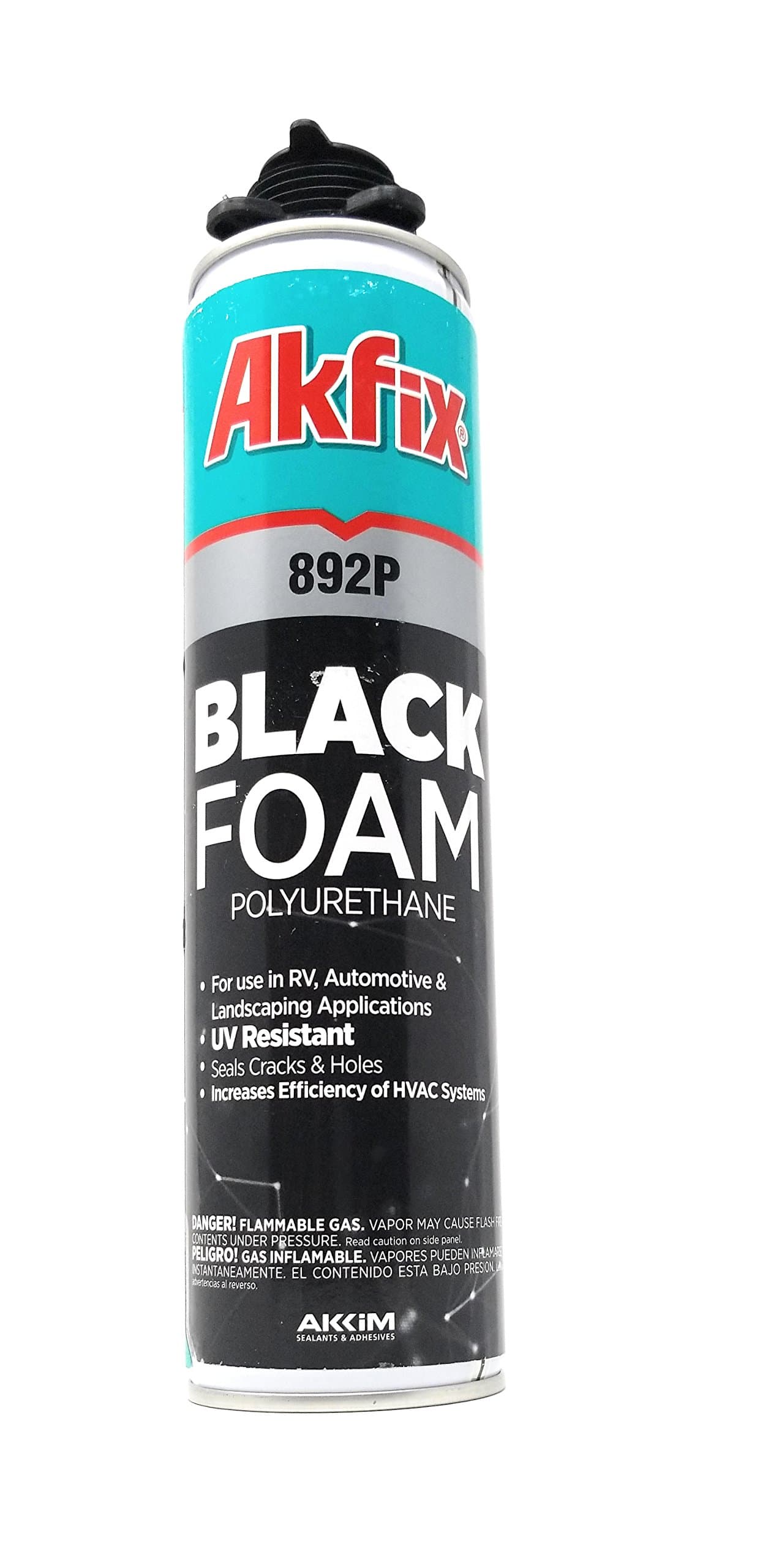 Akfix 892P Black Insulating Spray Foam [UV Resistant] for Landscape, RV and Automotive Applications, Gun Grade 24 OZ - Black (Pack of 12)