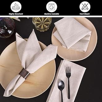 BEDDING CRAFT Set of 12 Linen Flax Cotton Cloth Dinner Napkin with 1 -Fold 18x18 Natural Mitered Corners - Perfect for Wedding, Dinner, Parties, and Table Decorations