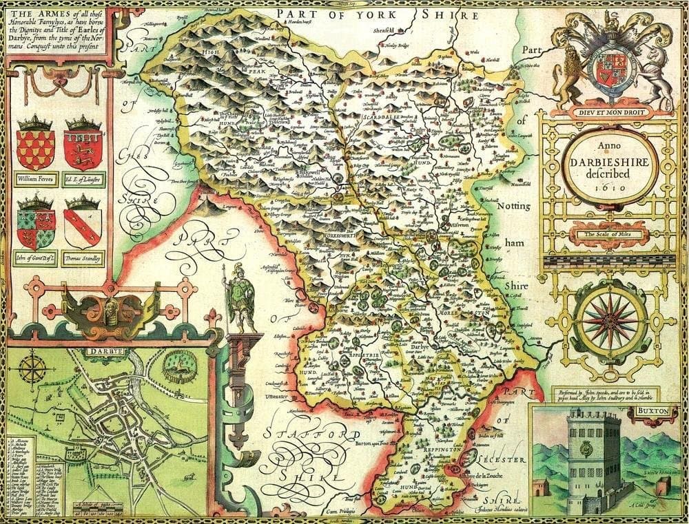 Derbyshire Historical Map 1000 Piece Jigsaw Puzzle (1610)