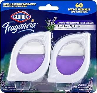 Clorox Fraganzia Small Rooms Air Freshener, Lavender with Eucalyptus - Peel & Place Air Freshener, No-Plug, Battery-Free for Closets, Laundry Room, Entry Way, Bathroom, 0.25 Fl Oz Each, 2 Count