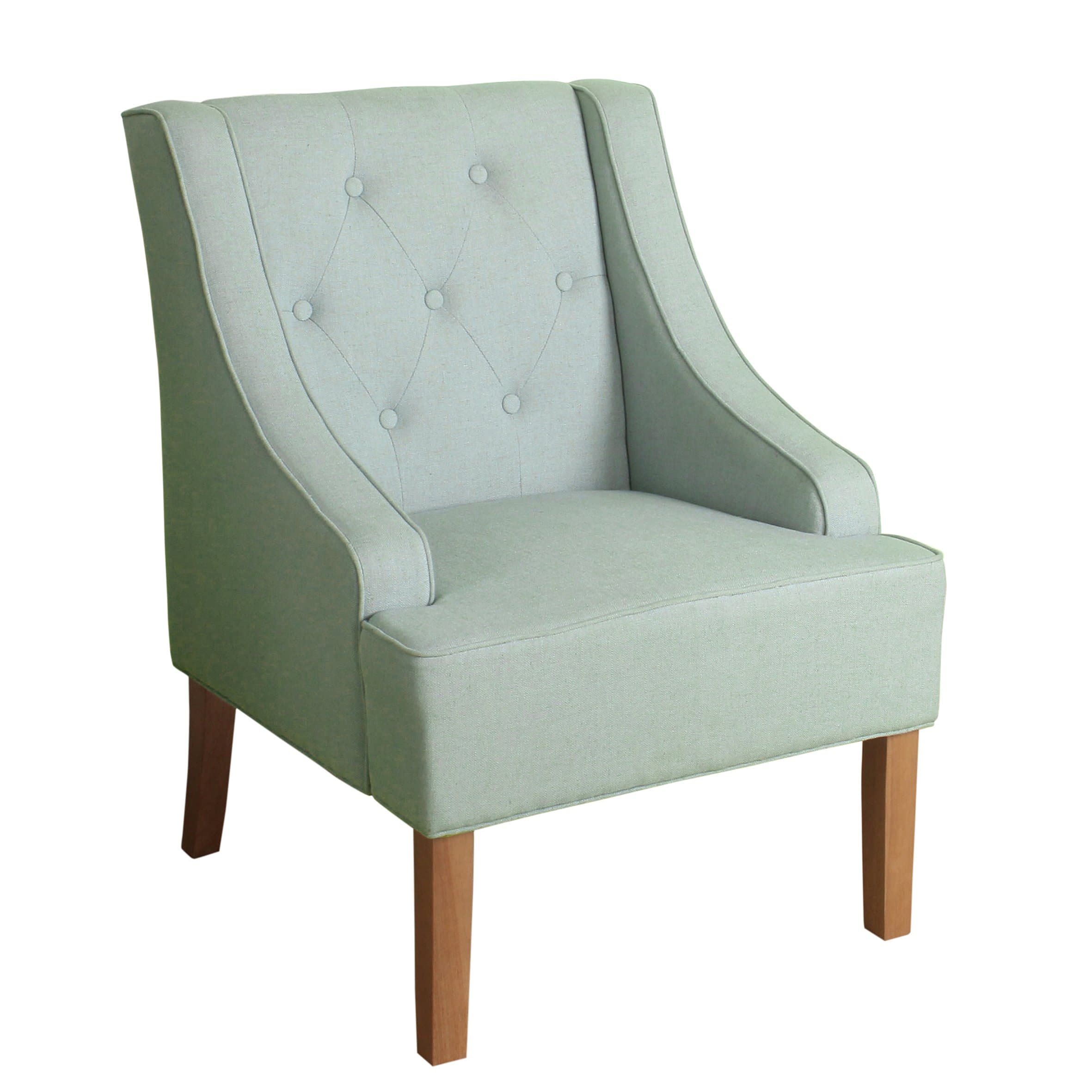 Homepop Home Decor | Upholstered Tufted Swoop Arm Accent Chair | Accent Chairs for Living Room & Bedroom | Decorative Home Furniture (Light Green)