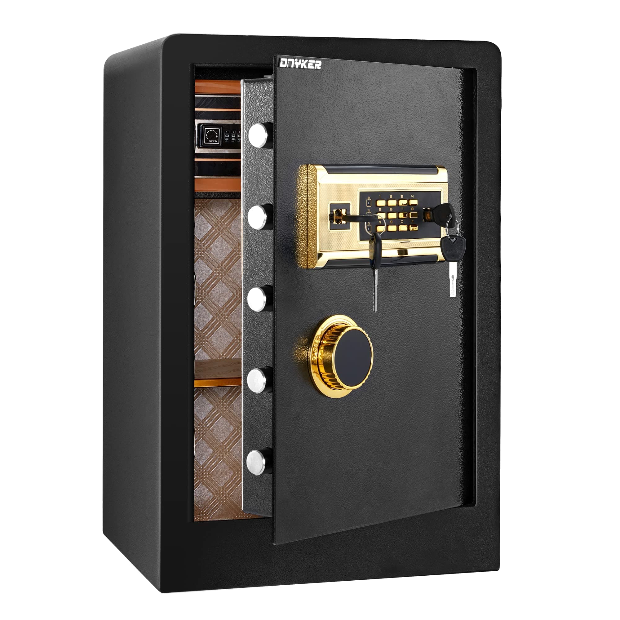 Fireproof and Waterproof Safe Box, 2.05 Cubic Feet Digital Keypad Combination Lock Cabinet with Two Ways to Open, Black Anchoring Security Safe for Home Office Hotel