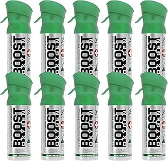 Boost Oxygen Pocket Size Natural 3L Canister | Respiratory Support for Aerobic Recovery, Altitude, Performance & Health (10 Pack)