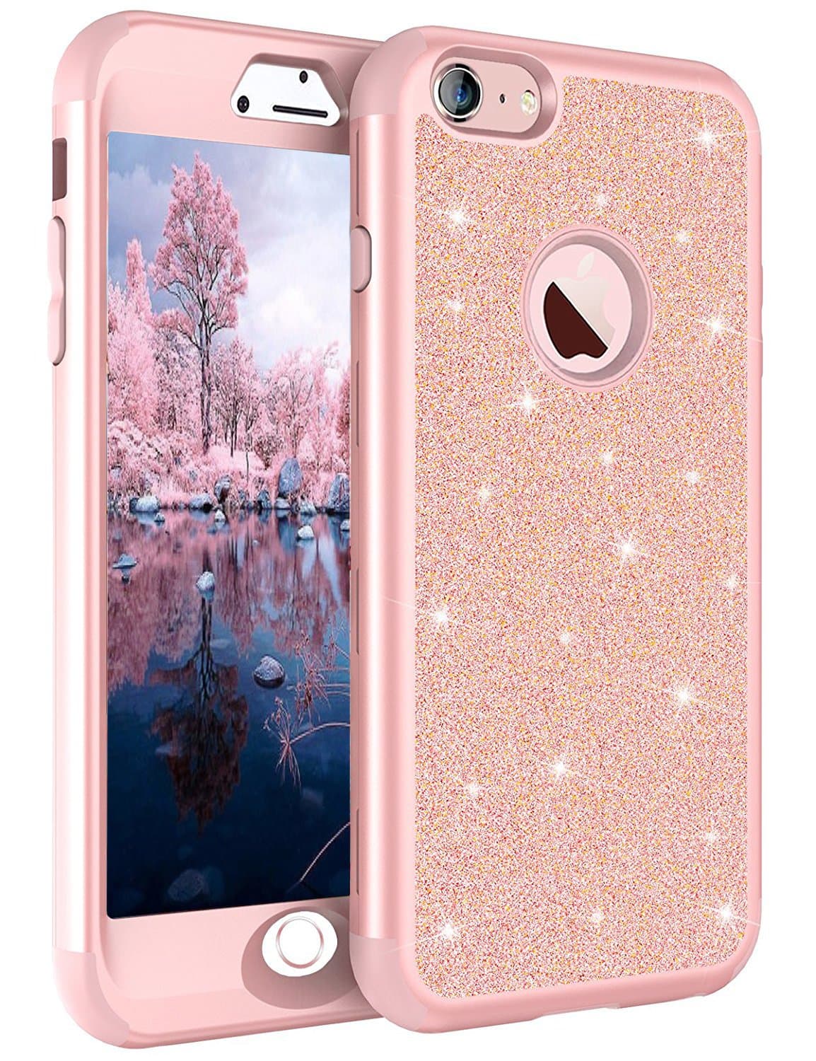 fangke iPhone 6s case,iPhone 6 Case, 3 in 1 Hybrid Shockproof 360 Full Body Protective Case for Girls (Cute Bling Sparkly Glitter Shiny) Heavy Duty Armor Defender Case Cover