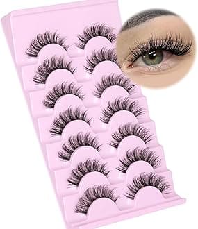 False Eyelashes Natural Look 16mm Wispy Fake Lashes Cat Eye Strip Lashes That Look Like Extensions 3D Fluffier Faux Mink Fake Eyelashes Pack by ALPHONSE