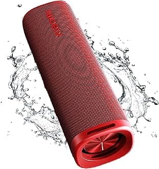 Portable Bluetooth Speaker Bluetooth 5.4, IP67 Wireless Speaker Waterproof with 12 Hours Playback Time, Supports TWS Connection (Red)
