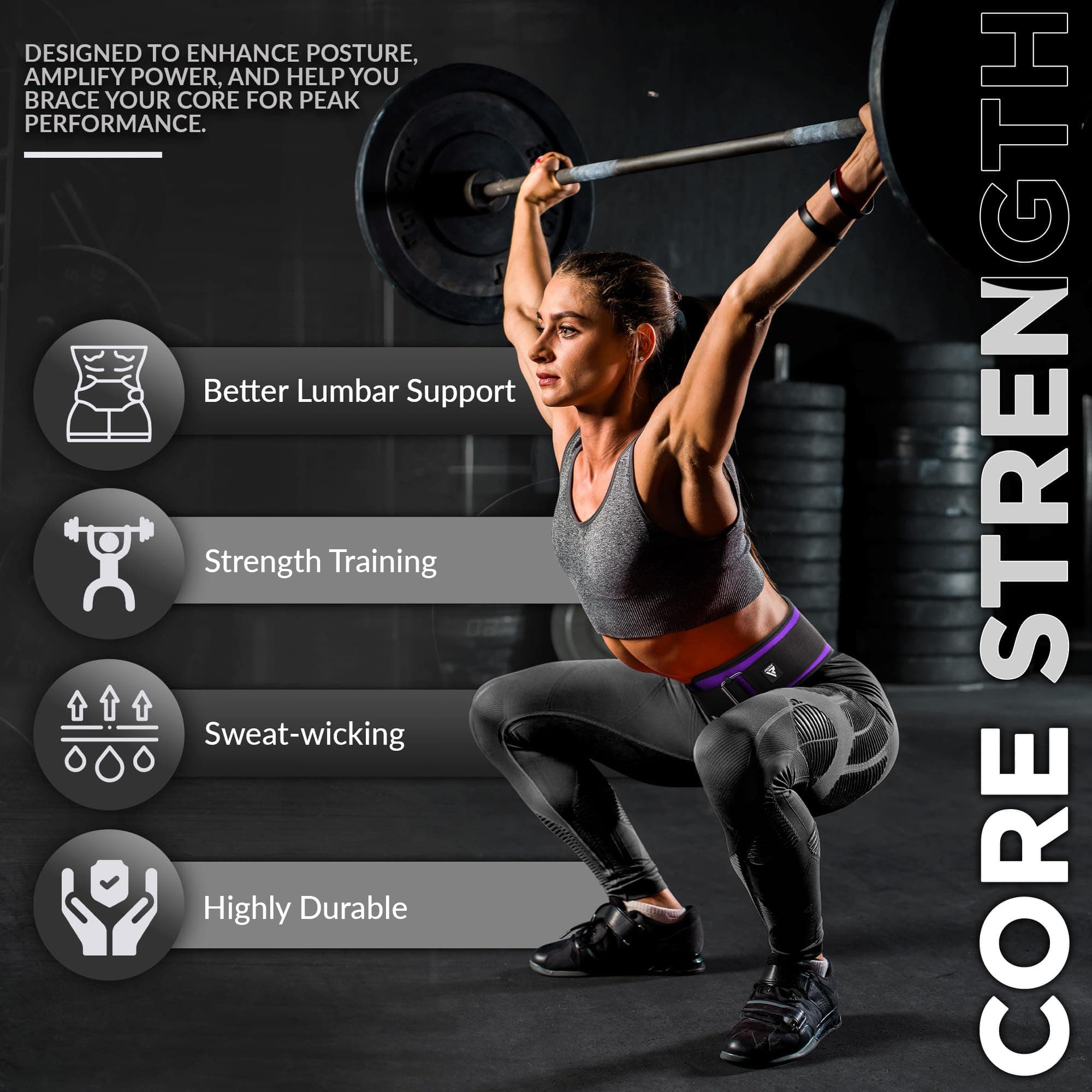 RDX Weight Lifting Belt AUTO LOCK, 6.5” Padded Back Support, Men Women Gym Fitness Strength Training, Bodybuilding Powerlifting Weightlifting Workout, Deadlift Squat, Pro Exercise Equipment